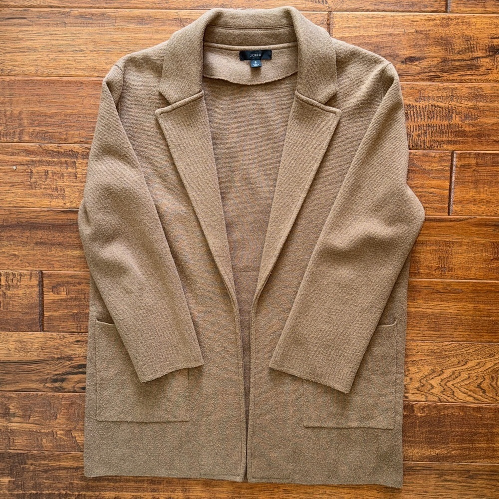 J.crew Brown Open Front Blazer Cardigan Sweater, size small